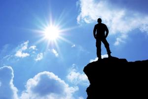 persistent mountain climber at summit